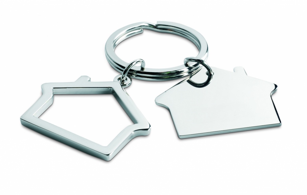 Logotrade promotional merchandise photo of: Metal key ring house shape Jyvaskyla
